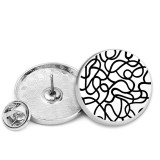 25MM Black and white pattern Painted metal brooch temperament high-end clothing accessories brooch