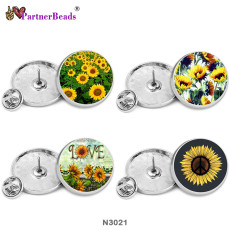 25MM Yellow sunflower Painted metal brooch temperament high-end clothing accessories brooch