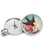 25MM Pretty girl Painted metal brooch temperament high-end clothing accessories brooch