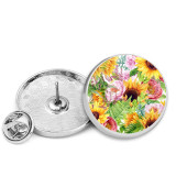 25MM Yellow sunflower Painted metal brooch temperament high-end clothing accessories brooch