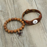 Vintage old men's cow bracelet diy combination wood bead set bracelet fit 20mm snaps chunks