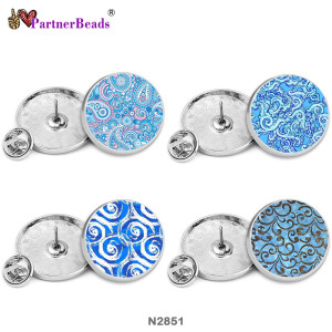 25MM Blue pattern Painted metal brooch temperament high-end clothing accessories brooch
