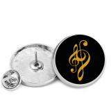 25MM Music Painted metal brooch temperament high-end clothing accessories brooch