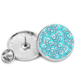 25MM Blue pattern Painted metal brooch temperament high-end clothing accessories brooch