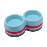 Candy color pet double bowl dog bowl cat bowl pet plastic dog bowl
