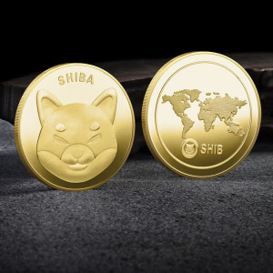 Shiba Inu coin three-dimensional relief commemorative coin gold-plated silver foreign trade digital virtual coin gift