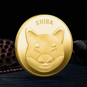 Shiba Inu coin three-dimensional relief commemorative coin gold-plated silver foreign trade digital virtual coin gift