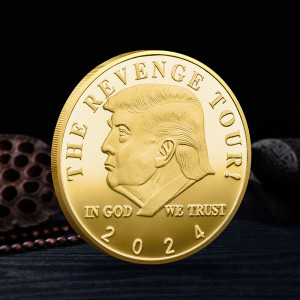 2024 Trump Declaration Gold-plated and Silver-plated Commemorative Coins Foreign Trade Digital Virtual Commemorative Coin Collection Gifts