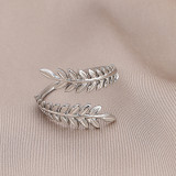 Personality Trend Stainless Steel Adjustable Temperament Feather Ring Minimalist Fashion Elegant Forest Beautiful ring