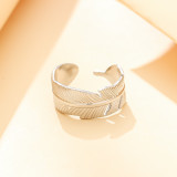 Love Personality Trend Stainless Steel Adjustable Temperament Feather Ring Minimalist Fashion Elegant Forest Beautiful ring