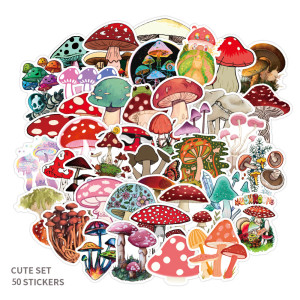 50pcs mushroom graffiti stickers decorative suitcase notebook waterproof detachable stickers