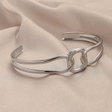 Love Stainless Steel Geometric Inlaid Interactive Open Bracelet Simple and Exquisite C-shaped Bracelet