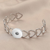 Love Stainless Steel Geometric Inlaid Interactive Open Bracelet Simple and Exquisite C-shaped Bracelet fit 18mm snap button jewelry