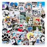 50pcs Husky dog graffiti stickers decorative suitcase notebook waterproof detachable stickers