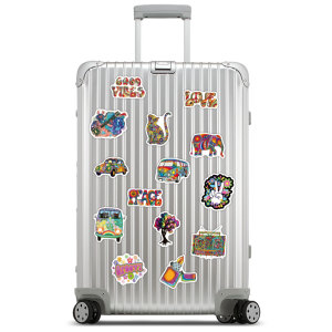 50pcs Colorful hippie bus small and fresh graffiti stickers decorative suitcase notebook waterproof detachable stickers