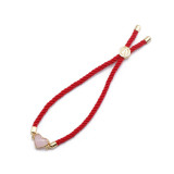 Valentine's Day pink Love Zircon Hand Sweet Heart-sahaped Pull-out Beaded Red String copper Bracelet Best Gift