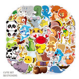 50pcs Cartoon animals  graffiti stickers decorative suitcase notebook waterproof detachable stickers