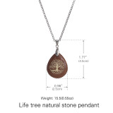 Tree of Life Water Drop Pendant Necklace Fashion Natural Stone Pendant Necklace Crystal Semi-precious Stone Necklace 65CM Chain