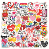 50pcs Love Valentine's Day graffiti stickers decorative suitcase notebook waterproof detachable stickers