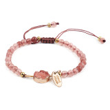 4MM Faceted Pink Stone Bracelet Hand Woven Stone Bracelet Creative Bracelet
