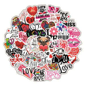 50pcs Love Valentine's Day graffiti stickers decorative suitcase notebook waterproof detachable stickers