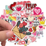 50pcs Love Valentine's Day graffiti stickers decorative suitcase notebook waterproof detachable stickers