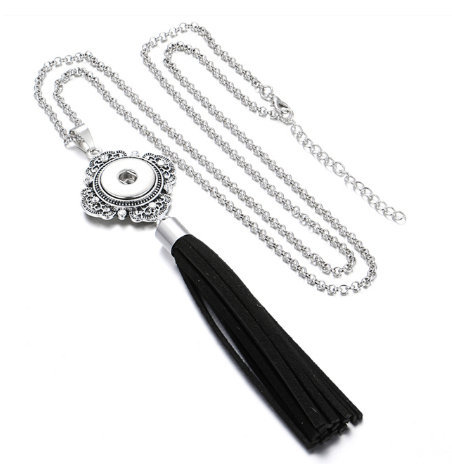 6 styles Necklace tassel 65CM chain silver  fit 20MM chunks snap button jewelry