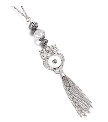 17 styles Necklace tassel 65CM chain silver  fit 20MM chunks snap button jewelry