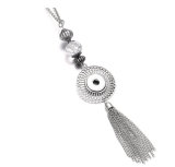 17 styles Necklace tassel 65CM chain silver  fit 20MM chunks snap button jewelry