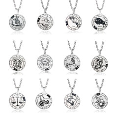 12 Constellation Pendant Necklace Couple Type Stainless Steel Necklace