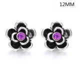4 styles 12MM Flowers design Rhinestone  Metal snap buttons