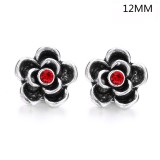 4 styles 12MM Flowers design Rhinestone  Metal snap buttons