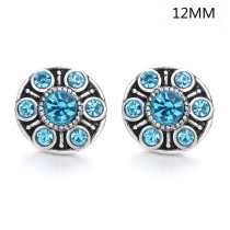 6 styles 12MM Flowers design Rhinestone  Metal snap buttons