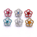 5 styles 20MM Flowers design Rhinestone  Metal snap buttons