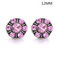 6 styles 12MM Flowers design Rhinestone  Metal snap buttons