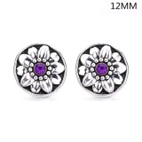 6 styles12MM Flowers design Rhinestone  Metal snap buttons