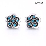 6 styles 12MM Flowers design Rhinestone  Metal snap buttons