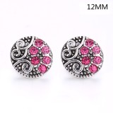 6 styles 12MM Flowers design Rhinestone  Metal snap buttons