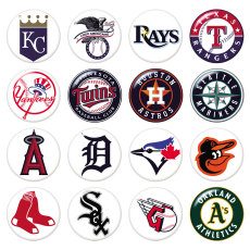 NEW  American League  Baseball MLB   Team Logos  20MM glass snap button