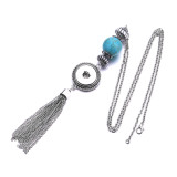 2 styles Necklace tassel turquoise 65CM chain silver  fit 20MM chunks snap button jewelry