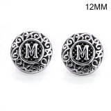 26 letters 12mm  Silver Plated  snap Metal snap buttons