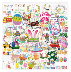 50pcs happy easter graffiti stickers decorative suitcase notebook waterproof detachable stickers