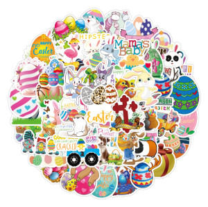 50pcs happy easter graffiti stickers decorative suitcase notebook waterproof detachable stickers