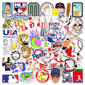 50pcs Baseball team graffiti stickers decorative suitcase notebook waterproof detachable stickers