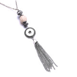 2 styles Necklace tassel turquoise 65CM chain silver  fit 20MM chunks snap button jewelry
