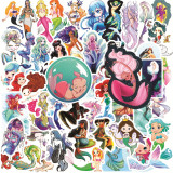 50pcs Cartoon Mermaid graffiti stickers decorative suitcase notebook waterproof detachable stickers
