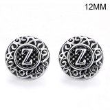 26 letters 12mm  Silver Plated  snap Metal snap buttons