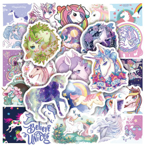 50pcs Colorful Unicorn graffiti stickers decorative suitcase notebook waterproof detachable stickers