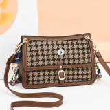 Vintage armpit bag checkerboard large capacity single shoulder messenger bag fit 18mm snap button jewelry