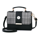 Fashion Checked Shoulder Bag Trendy Small Square Crossbody Bag fit 18mm snap button jewelry